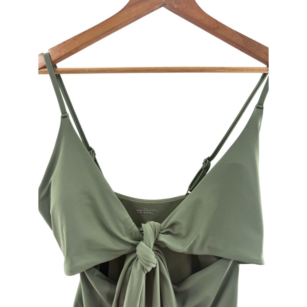 Aerie Full Coverage Wrap Tie Front One Piece Swimsuit Olive Fun Size Medium - Picture 4 of 13